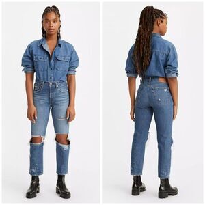 Levi's Premium 501 ORIGINAL CROPPED WOMEN'S JEANS Distressed Destroyed Size 26